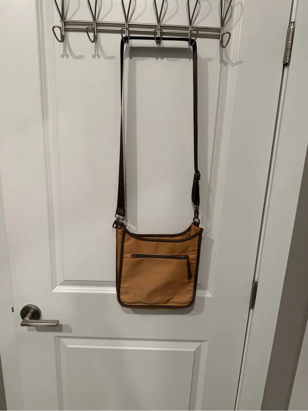 Samantha Brown Two-Tone Canvas Crossbody Bag in Tan and Cream